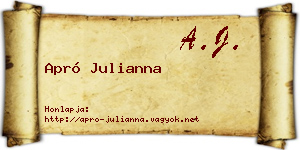 Apró Julianna névjegykártya
